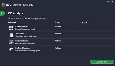 Giao diện các chức năng tối ưu hệ thống của AVG Internet Security 2013