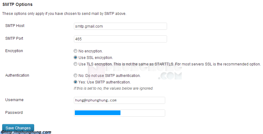 Thông số SMTP