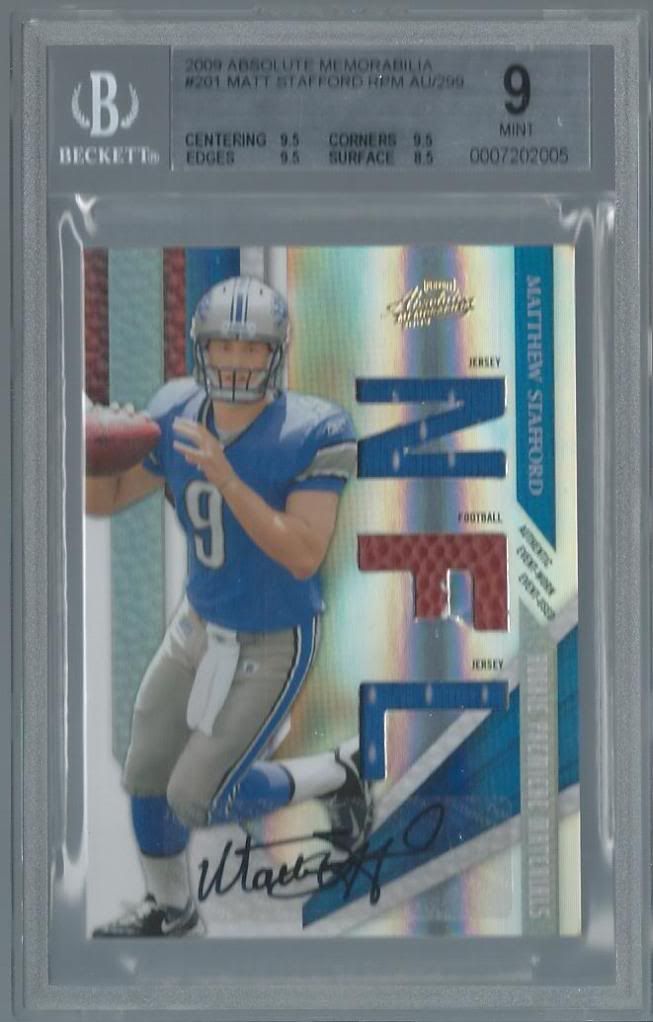 Matthew Stafford 2009 Absolute Memorabilia Signed Rookie Premier