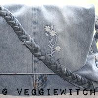 Upcycled Flowers, Hearts & Braid<br>Shoulder Bag