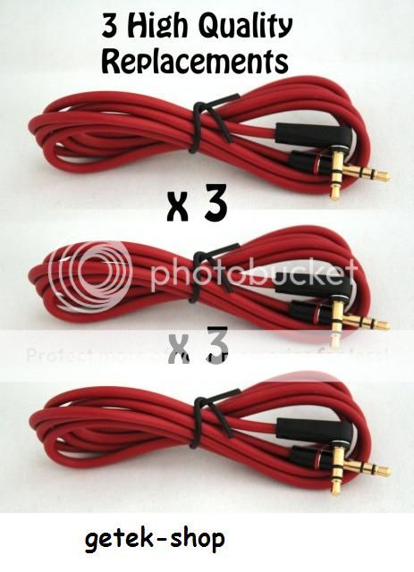 3 x Replacement Audio Cable Wire Lead for Monster Dr Dre Beats Solo Studio Pro