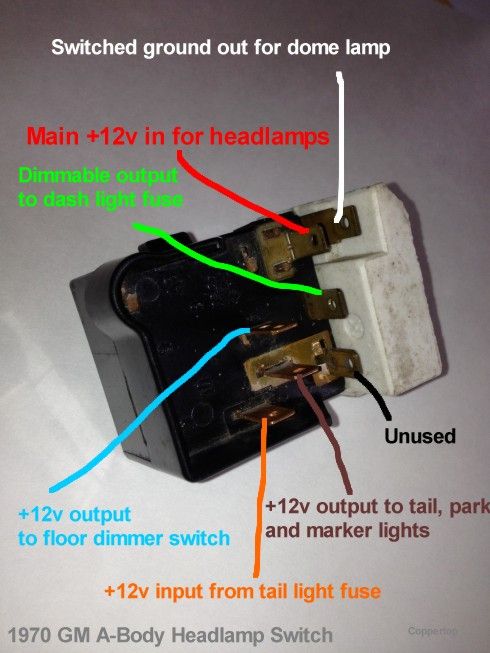 Helpful Headlight Switch Info - Chevelle Tech 1971 cadillac headlights wiring 